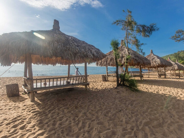 Bãi cát dưới ánh nắng vàng tại bãi Đông Thanh Hóa