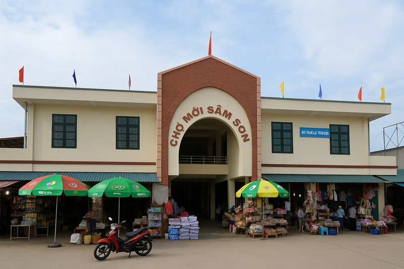 Chợ Mới là điểm dừng chân quen thuộc của du khách muốn tìm đặc sản Thanh Hóa về làm quà.