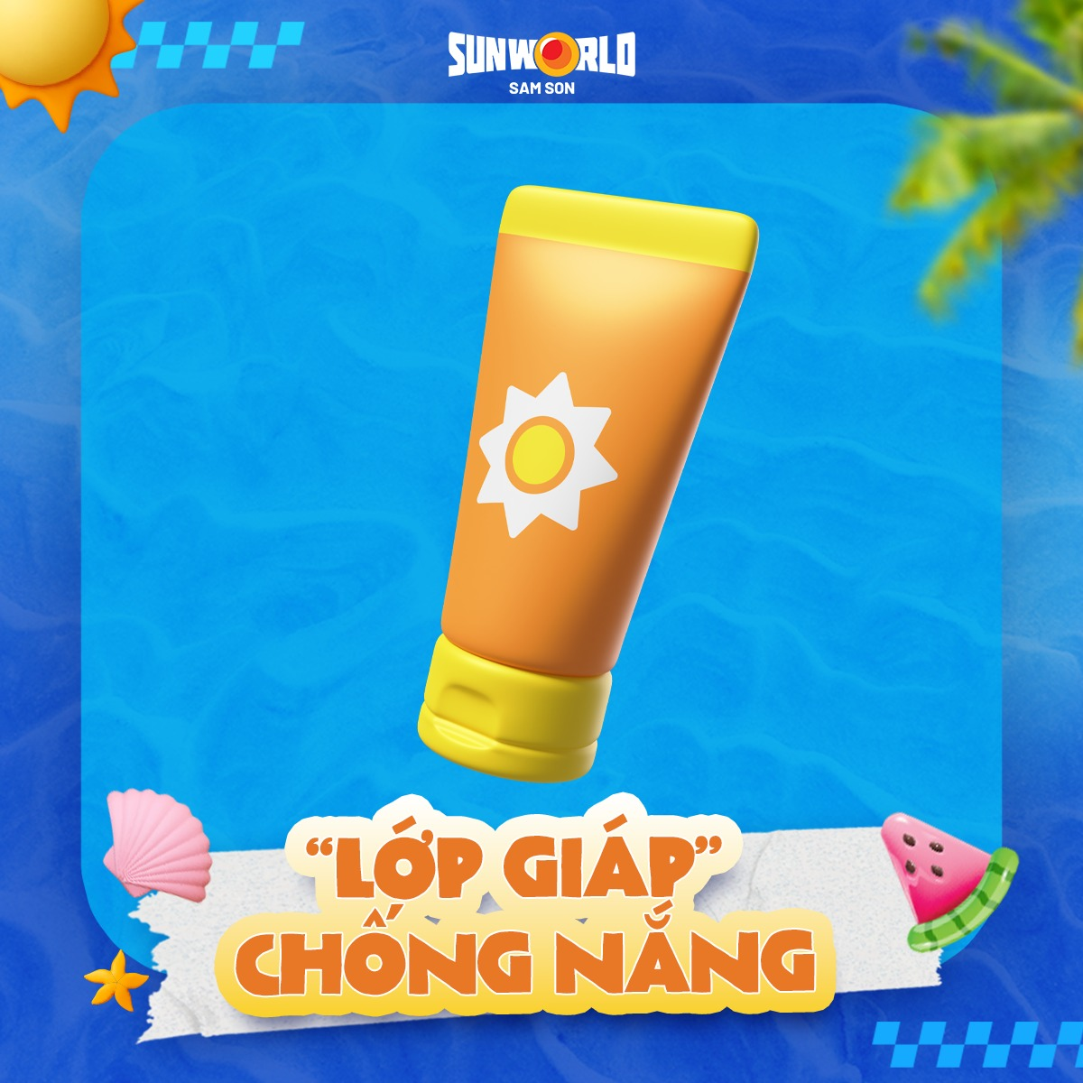 Chuẩn bị kem chống nắng để bảo vệ làn da khi vui chơi ngoài trời.