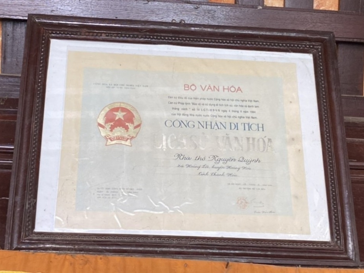 Nhà thờ được công nhận là di tích lịch sử - văn hóa cấp quốc gia năm 1992.