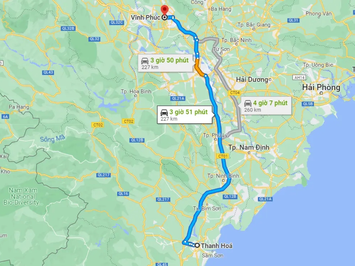 Quãng đường từ Vinh đến Thanh Hóa không quá xa, thuận tiện di chuyển.