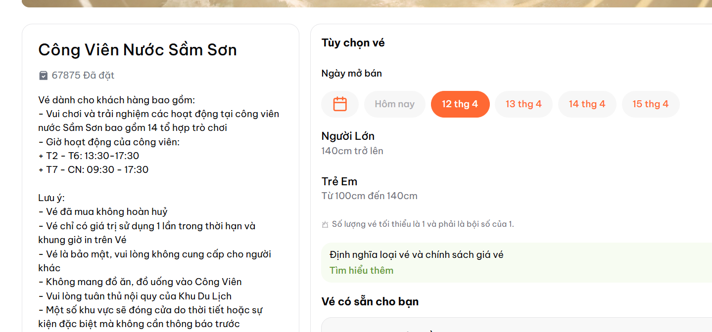 Đặt vé Sun World Sam Son online nhanh chóng và tiện lợi.